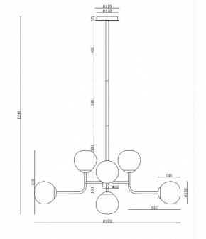 Люстра на штанге Maytoni Erich MOD221-PL-08-N в Златоусте - zlatoust.mebel24.online | фото 3