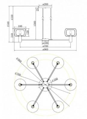 Подвесная люстра Maytoni Vision MOD411PL-06G в Златоусте - zlatoust.mebel24.online | фото 6
