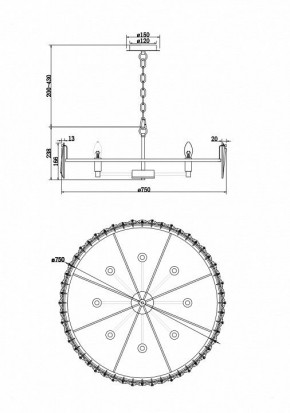 Подвесной светильник Maytoni Puntes MOD043PL-08CH в Златоусте - zlatoust.mebel24.online | фото 4