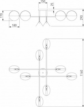 Потолочная люстра Eurosvet Grazia 70148/8 черный/золото в Златоусте - zlatoust.mebel24.online | фото 3