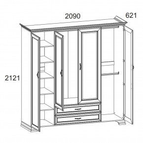 Шкаф 4D2S Z, TIFFANY, цвет вудлайн кремовый в Златоусте - zlatoust.mebel24.online | фото 1