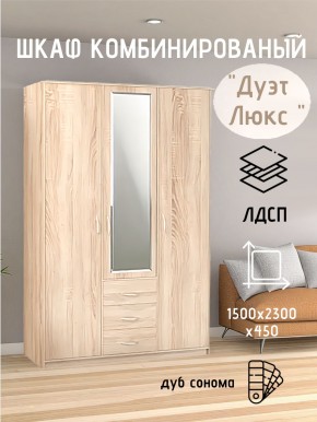 Шкаф комбинированный Дуэт Люкс с зеркалом в Златоусте - zlatoust.mebel24.online | фото 1