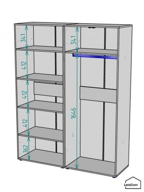 Шкаф Linnea MHR-4-1 2050х1600х510 (Графит-М 11.1.25) в Златоусте - zlatoust.mebel24.online | фото 3