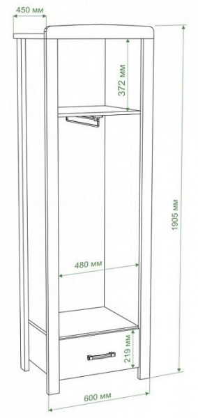 Шкаф платяной Бартоло Ш1Д в Златоусте - zlatoust.mebel24.online | фото 2