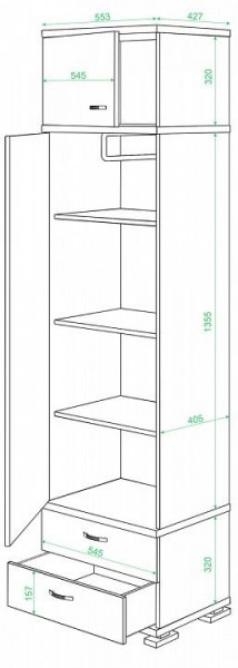 Шкаф платяной Домино КС-10 в Златоусте - zlatoust.mebel24.online | фото 2