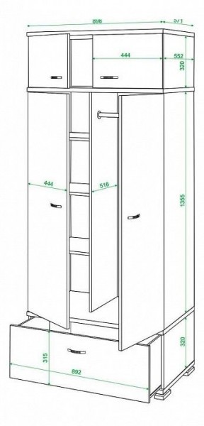 Шкаф платяной Домино КС-20 в Златоусте - zlatoust.mebel24.online | фото 3