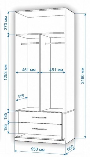 Шкаф платяной Нобиле Пл-95/60 в Златоусте - zlatoust.mebel24.online | фото 2