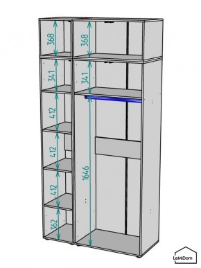 Шкаф с антресолью Linnea MHR-3A-1 2450х1200х510 (Графит-М 11.1.25) в Златоусте - zlatoust.mebel24.online | фото 3