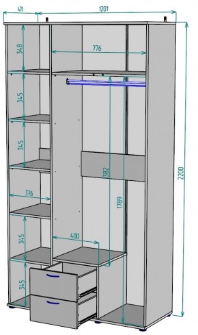 Шкаф с зеркалом Ольга H54_M в Златоусте - zlatoust.mebel24.online | фото 2