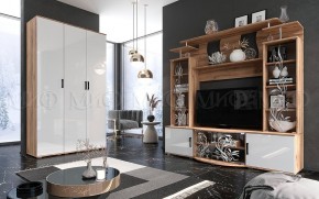 Стенка Виста (Белый глянец/Дуб крафт) в Златоусте - zlatoust.mebel24.online | фото 3