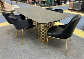 Стол CHIAVARI 220 KL-116 Черный мрамор матовый, итальянская керамика / бронзовый, ®DISAUR в Златоусте - zlatoust.mebel24.online | фото 2