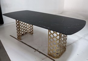 Стол CHIAVARI 220 KL-116 Черный мрамор матовый, итальянская керамика / бронзовый, ®DISAUR в Златоусте - zlatoust.mebel24.online | фото 4