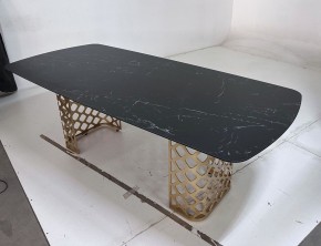 Стол CHIAVARI 220 KL-116 Черный мрамор матовый, итальянская керамика / бронзовый, ®DISAUR в Златоусте - zlatoust.mebel24.online | фото 6