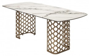 Стол CHIAVARI 220 KL-188 Контрастный мрамор матовый, итальянская керамика / Шампань, ®DISAUR в Златоусте - zlatoust.mebel24.online | фото