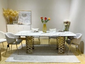 Стол CHIAVARI 220 KL-188 Контрастный мрамор матовый, итальянская керамика / Шампань, ®DISAUR в Златоусте - zlatoust.mebel24.online | фото 2