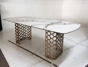 Стол CHIAVARI 220 KL-188 Контрастный мрамор матовый, итальянская керамика / Шампань, ®DISAUR в Златоусте - zlatoust.mebel24.online | фото 6