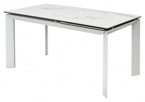 Стол CREMONA 140 HIGH GLOSS STATUARIO Белый мрамор глянцевый, керамика/ белый каркас, ®DISAUR в Златоусте - zlatoust.mebel24.online | фото 1