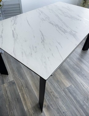 Стол CREMONA 140 KL-99 Белый мрамор матовый, итальянская керамика / черный каркас, ®DISAUR в Златоусте - zlatoust.mebel24.online | фото 3