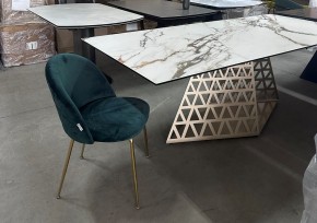 Стол ENNA 220 KL-188 Контрастный мрамор матовый, итальянская керамика/ каркас цвета шампань, ®DISAUR в Златоусте - zlatoust.mebel24.online | фото 8