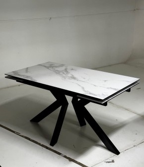 Стол Кентукки 3 140 БЕЛЫЙ МРАМОР, стекло / ЧЕРНЫЙ, М-City в Златоусте - zlatoust.mebel24.online | фото 2
