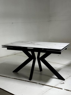 Стол Кентукки 3 140 БЕЛЫЙ МРАМОР, стекло / ЧЕРНЫЙ, М-City в Златоусте - zlatoust.mebel24.online | фото 3