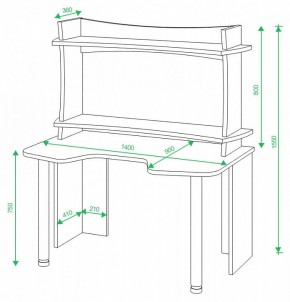 Стол компьютерный Домино Lite СКЛ-Игр140+НКИЛ140ВЛ в Златоусте - zlatoust.mebel24.online | фото 3