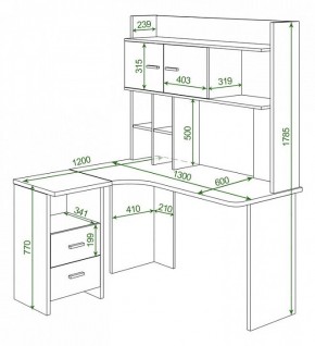 Стол компьютерный Домино Lite СКЛ-Угл130+НКЛХ-130 в Златоусте - zlatoust.mebel24.online | фото 2