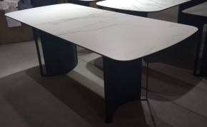 Стол RASMUS 160 TL-45 Белый мрамор, испанская керамика / черный каркас, ®DISAUR в Златоусте - zlatoust.mebel24.online | фото 2