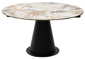 Стол TERAMO 135 GLOSS GRAND JADE SOLID CERAMIC, керамика, поворотн.механизм / Черный каркас, ®DISAUR в Златоусте - zlatoust.mebel24.online | фото
