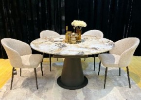 Стол TERAMO 135 GLOSS GRAND JADE SOLID CERAMIC, керамика, поворотн.механизм / Черный каркас, ®DISAUR в Златоусте - zlatoust.mebel24.online | фото 2