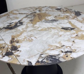 Стол TERAMO 135 GLOSS GRAND JADE SOLID CERAMIC, керамика, поворотн.механизм / Черный каркас, ®DISAUR в Златоусте - zlatoust.mebel24.online | фото 4