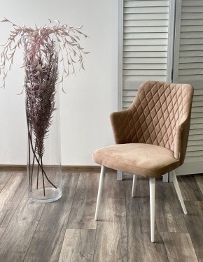 Стул HERMAN 360 град. БЕЖЕВЫЙ #5, велюр / белый каркас М-City в Златоусте - zlatoust.mebel24.online | фото 3