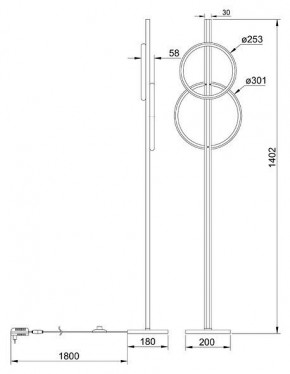 Торшер Arte Lamp Fluido A3913PN-24BK в Златоусте - zlatoust.mebel24.online | фото 2