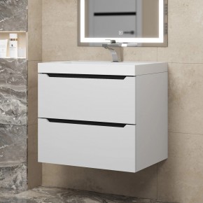 Тумба под раковину Uperwood Tanos 60 см, подвесная, белая/графит в Златоусте - zlatoust.mebel24.online | фото