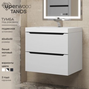 Тумба под раковину Uperwood Tanos 60 см, подвесная, белая/графит в Златоусте - zlatoust.mebel24.online | фото 3