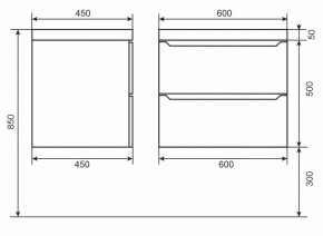 Тумба под раковину Uperwood Tanos 60 см, подвесная, белая/графит в Златоусте - zlatoust.mebel24.online | фото 6