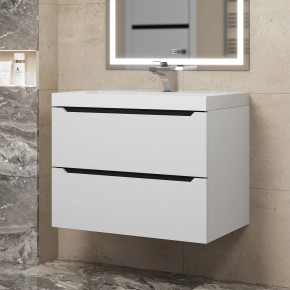 Тумба под раковину Uperwood Tanos 70 см, подвесная, белая/графит в Златоусте - zlatoust.mebel24.online | фото