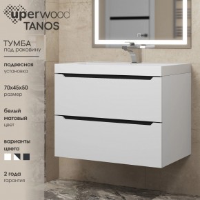 Тумба под раковину Uperwood Tanos 70 см, подвесная, белая/графит в Златоусте - zlatoust.mebel24.online | фото 3