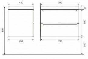 Тумба под раковину Uperwood Tanos 70 см, подвесная, черная матовая в Златоусте - zlatoust.mebel24.online | фото 6