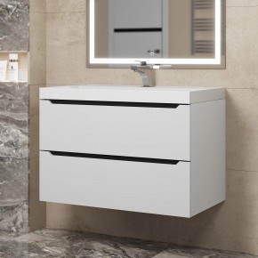 Тумба под раковину Uperwood Tanos 80 см, подвесная, белая/графит в Златоусте - zlatoust.mebel24.online | фото