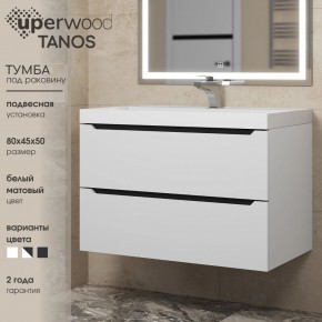 Тумба под раковину Uperwood Tanos 80 см, подвесная, белая/графит в Златоусте - zlatoust.mebel24.online | фото 3