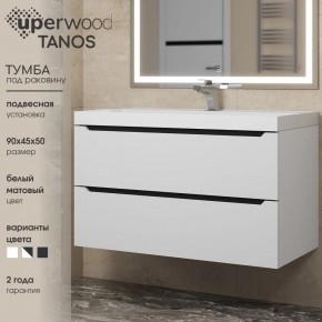 Тумба под раковину Uperwood Tanos 90 см, подвесная, белая/графит в Златоусте - zlatoust.mebel24.online | фото 3