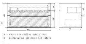 Тумба под раковину Uperwood Tanos 90 см, подвесная, белая/графит в Златоусте - zlatoust.mebel24.online | фото 7