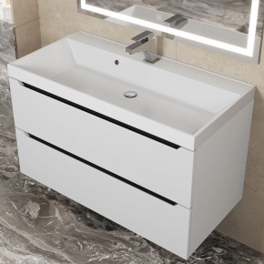 Тумба под раковину Uperwood Tanos 90 см, подвесная, белая/графит в Златоусте - zlatoust.mebel24.online | фото 9
